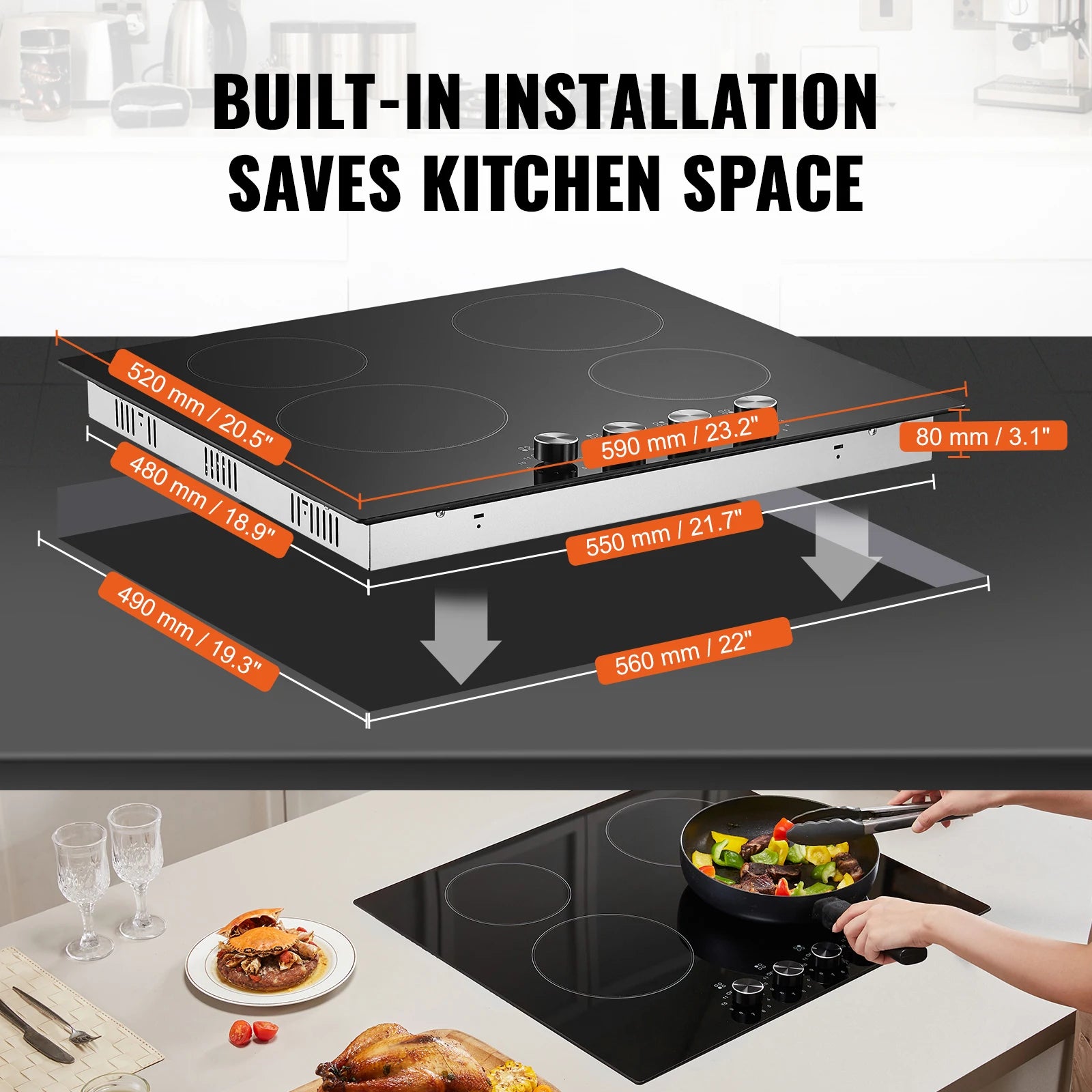 12 24 30" Electric Cooktop 2 or 4 Burners Built-in