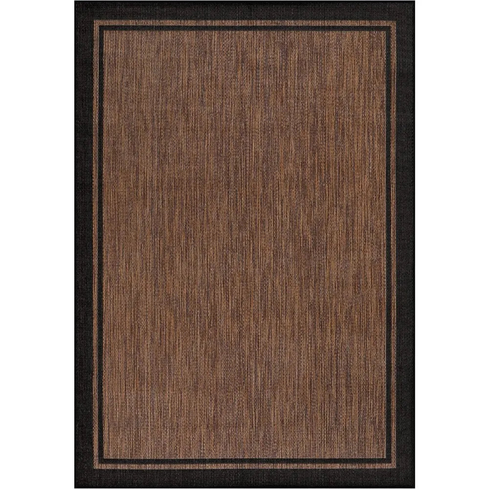 9x12 Indoor- Outdoor Bordered Nut Brown/Black