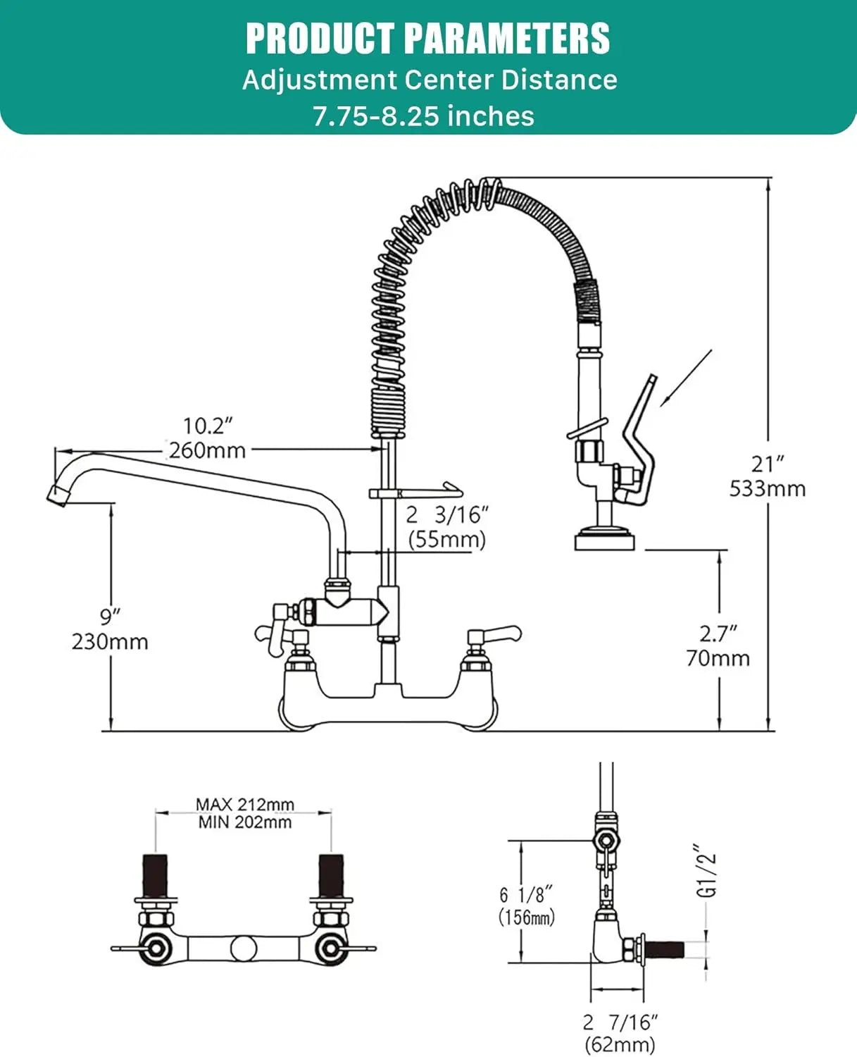Wall Mount Brass Pre-Rinse Sprayer