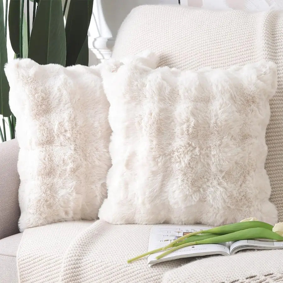 2 Thick Plush Wool Pillow Covers 24x24