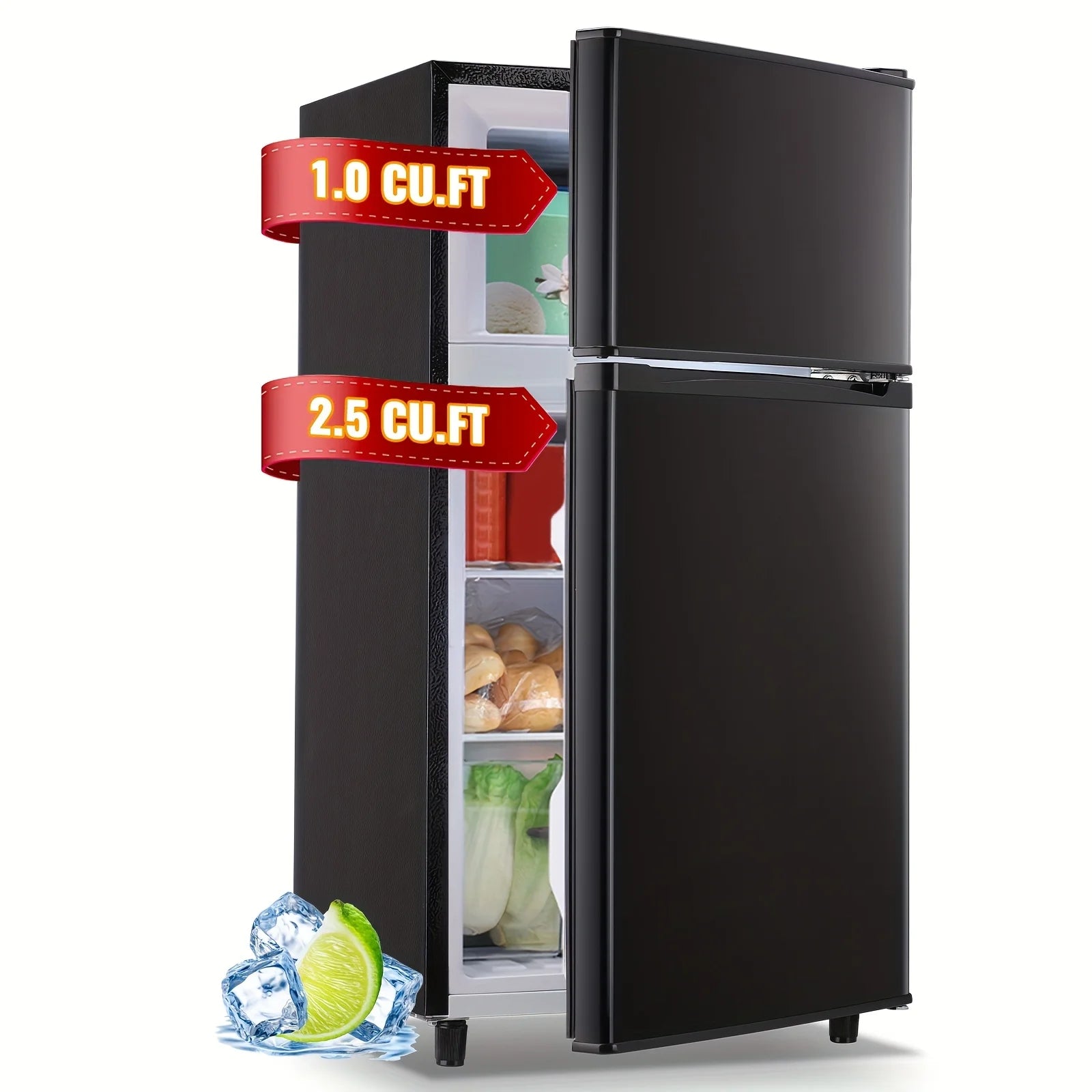 2.5/3.5/4.5 CF Fridge/Freezer, Double Door