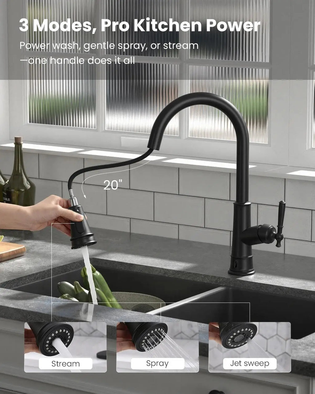 Motion Sensor Faucet Matte Black Pull Down Sprayer