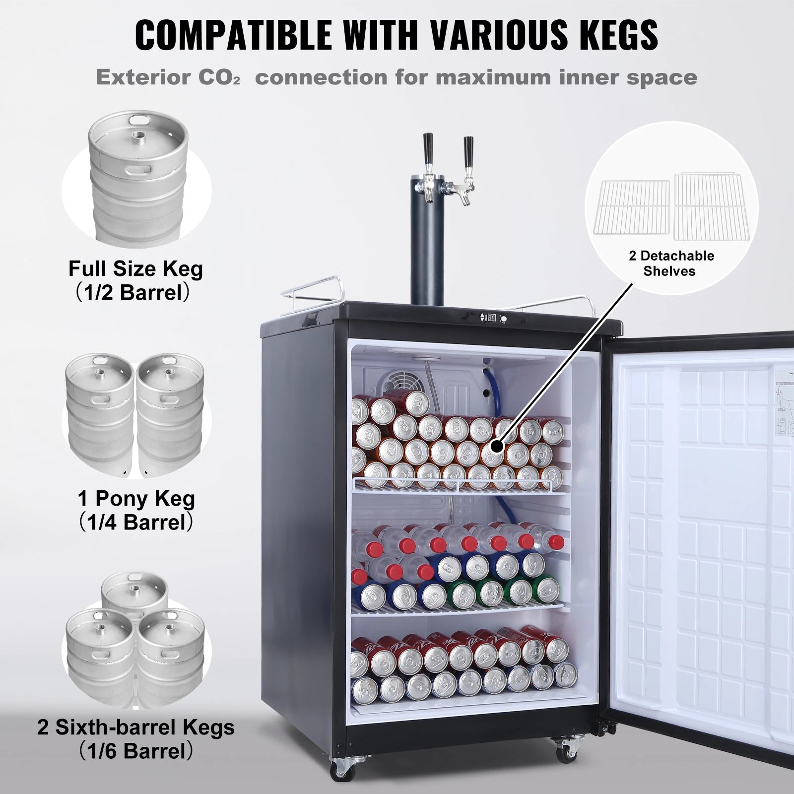 163L Electric Draft Beer Kegerator Cooling Dispenser