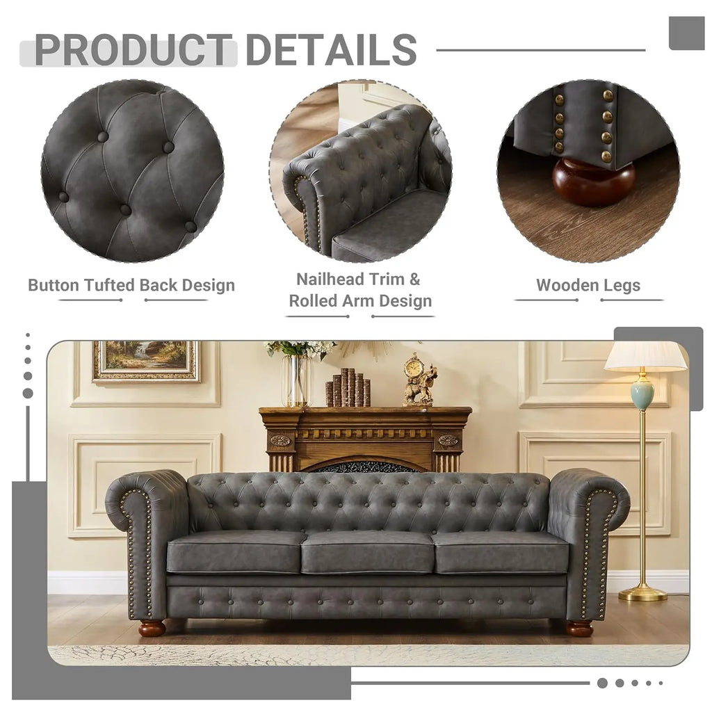 89" Sofa Mid Century Modern Couch