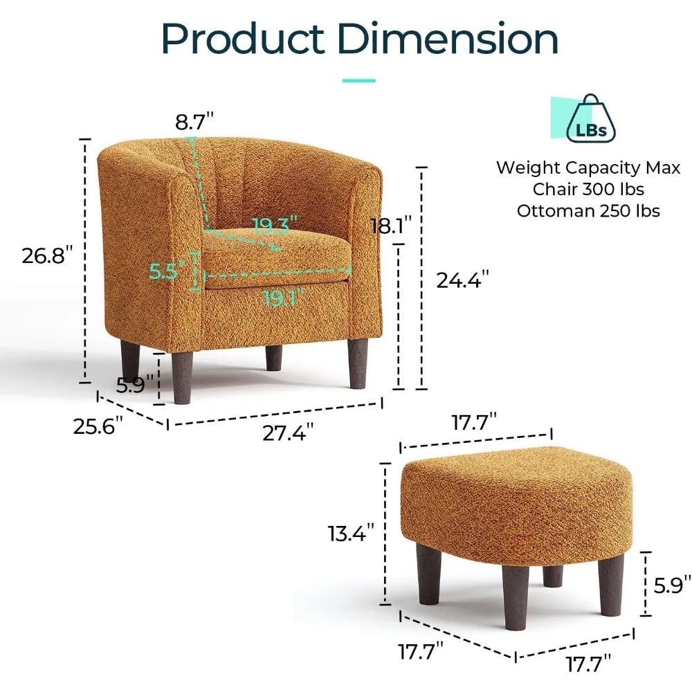 Chenille Accent Chair w/Ottoman