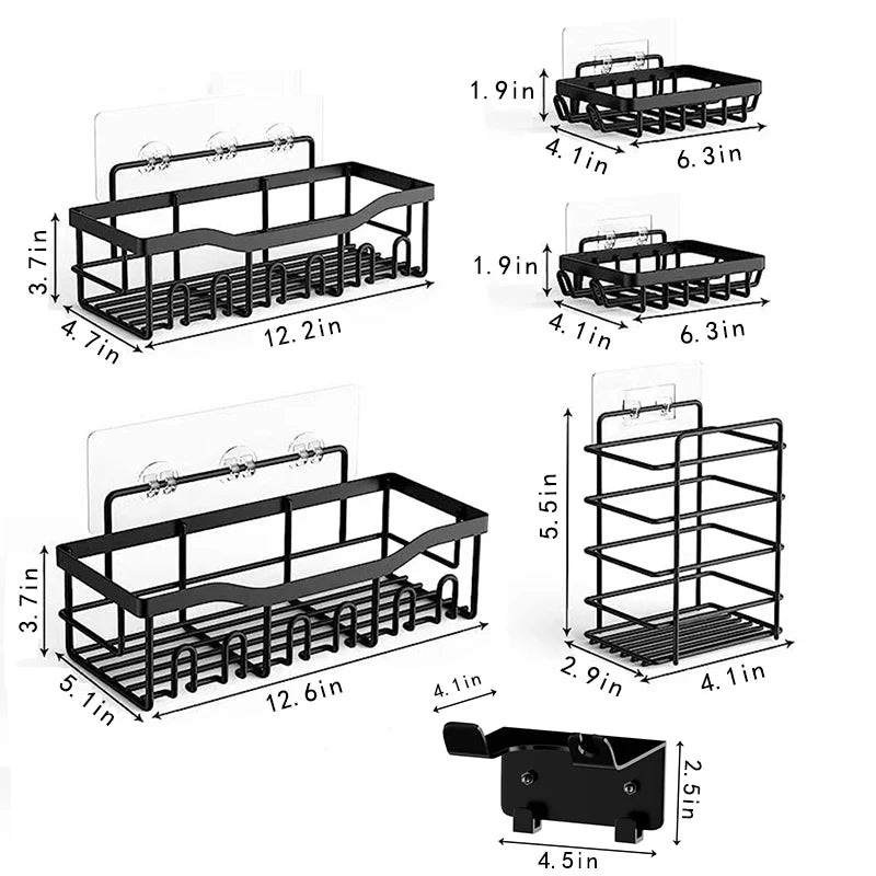 6pcs Stainless Steel Bathroom/Kitchen Shelves