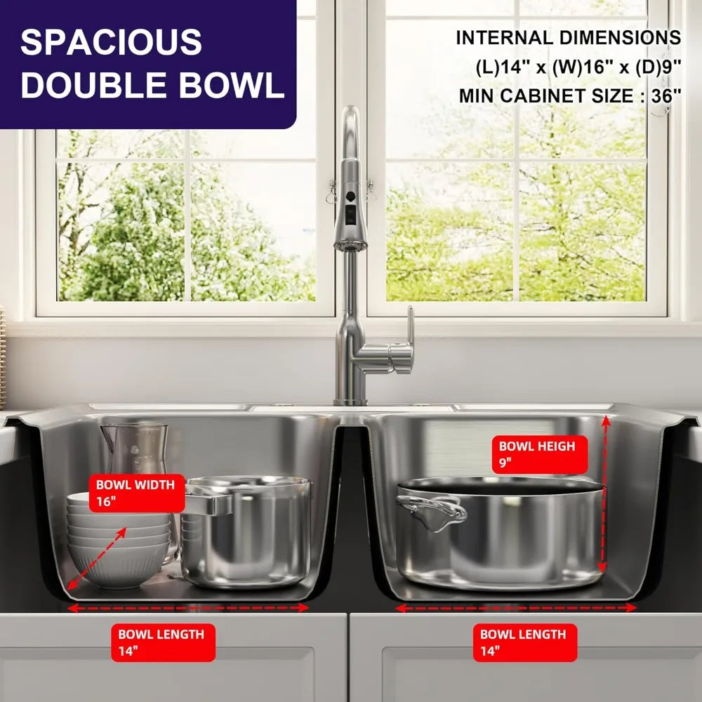 33x22 Double Bowl Topmount Stainless 18 Gauge