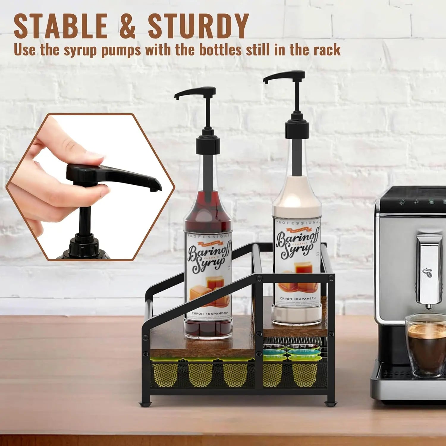 3-Tier Coffee Syrup Rack/35 K-Cup Storage/Coffee Bar