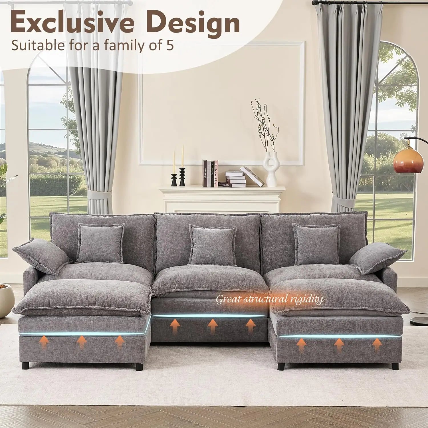 108" U Shaped Couch Sectional
