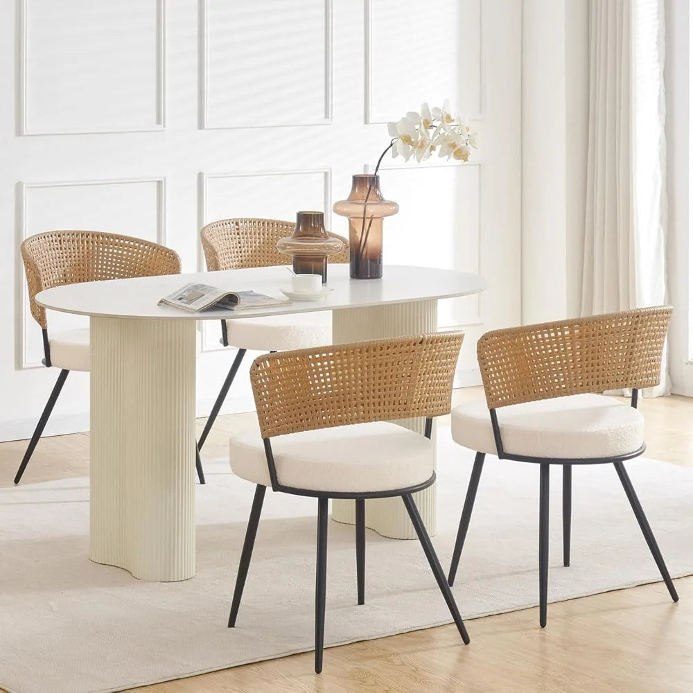 4 Rattan Metal Legs Upholstered