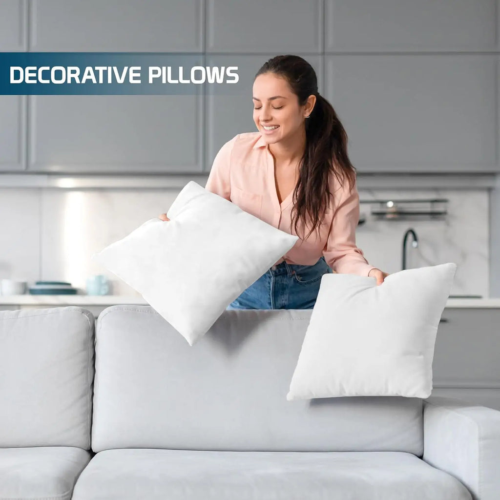 4 White Throw Pillows, 17x17