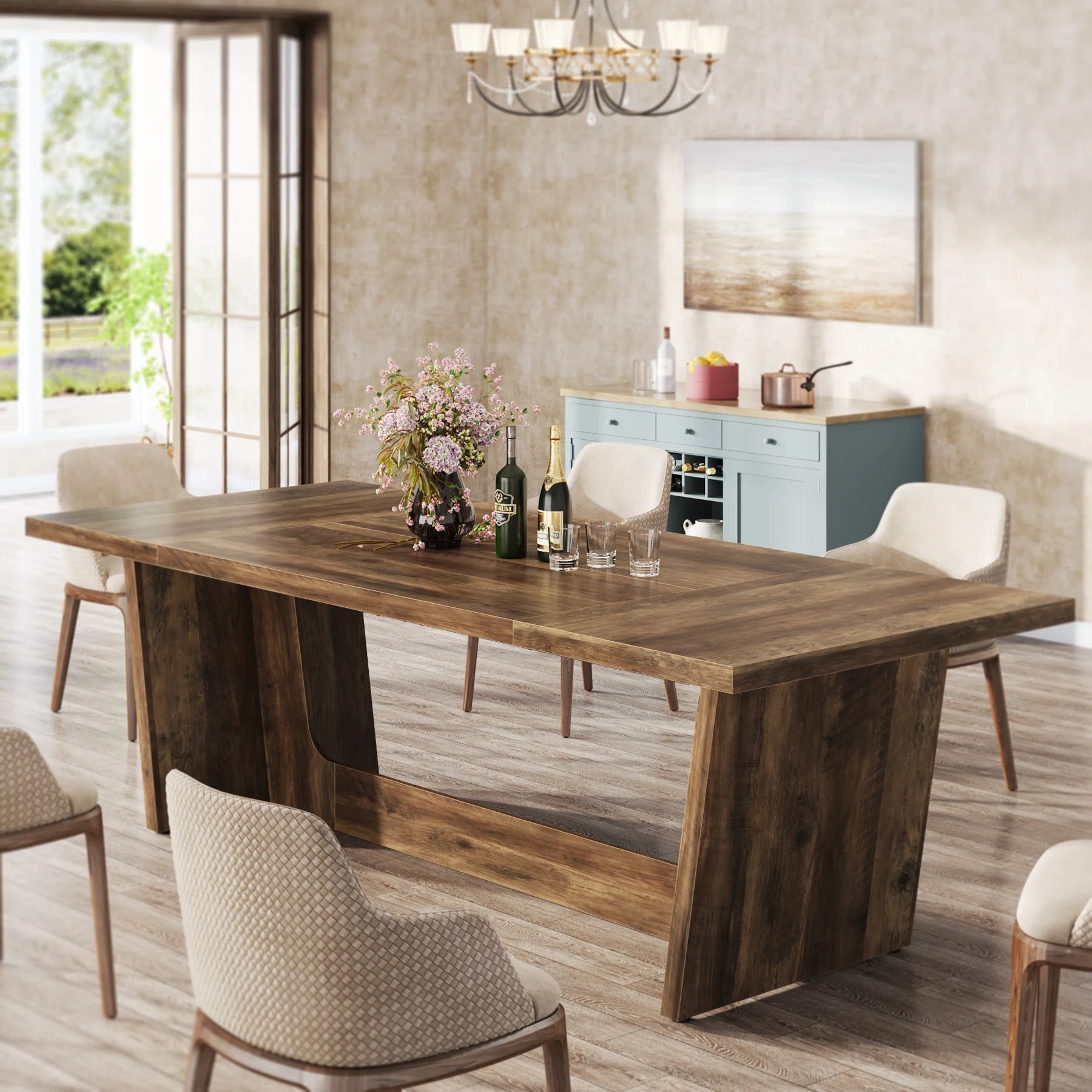 70.87" Large  Wood for 6-8, Rectangular Farmhouse