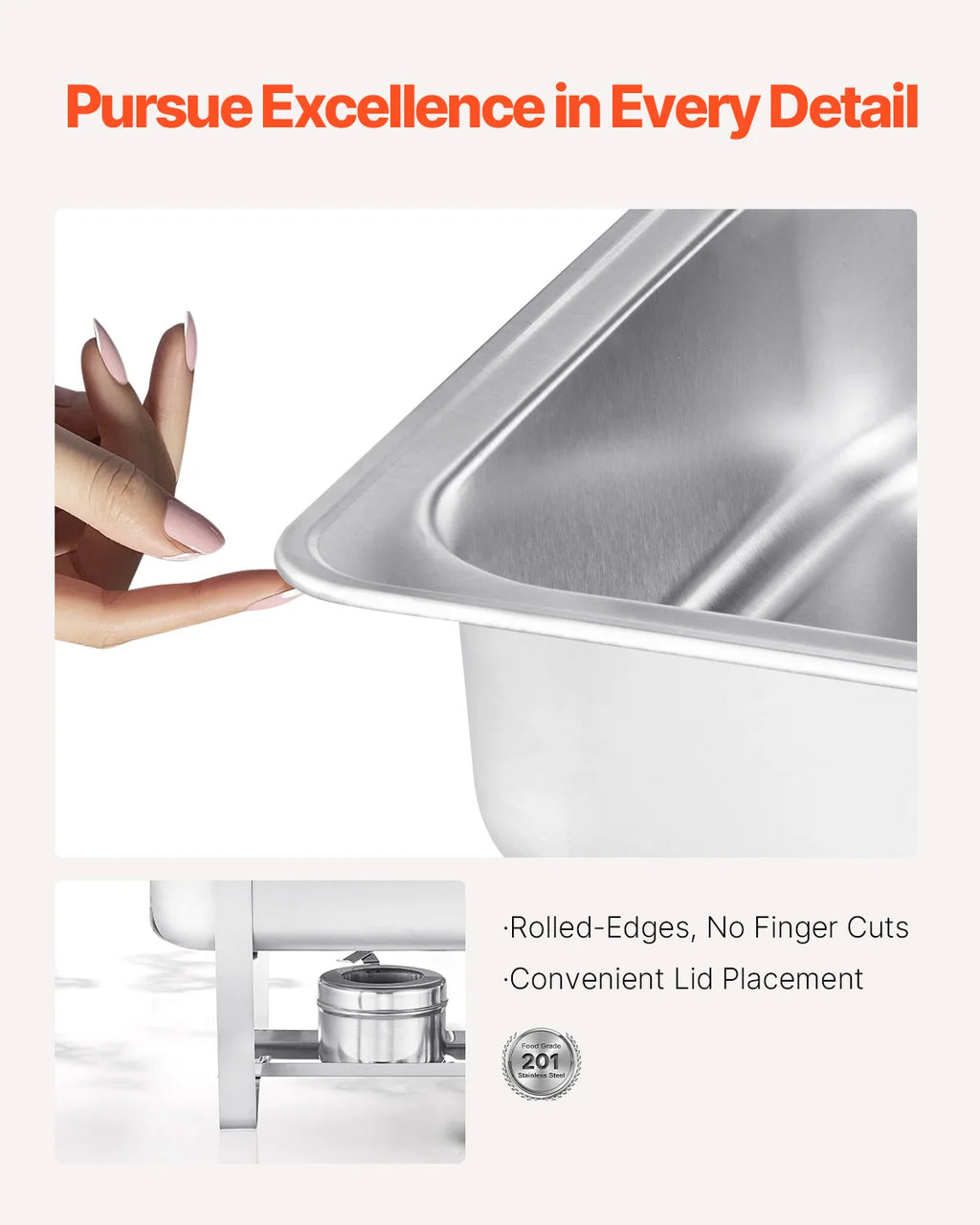 8 Qt 4/6 Pack Chafing Dish Buffet Set Stainless
