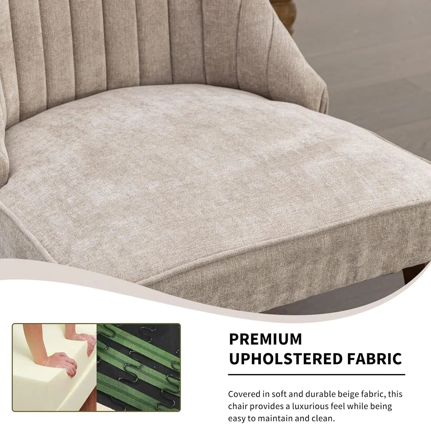 6 Beige Velvet Upholstered MCM