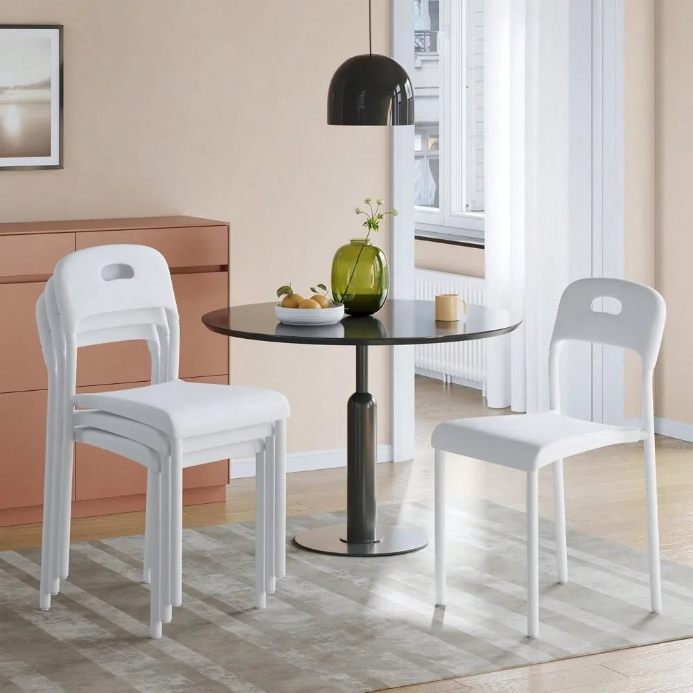 4 Stackable Modern Plastic w/Metal Legs