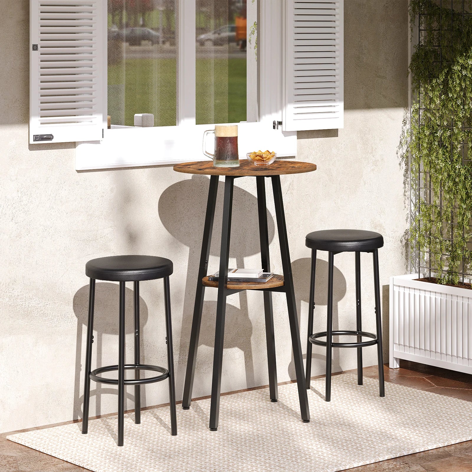 2-Tier Bistro Table w/ Storage 37.4"