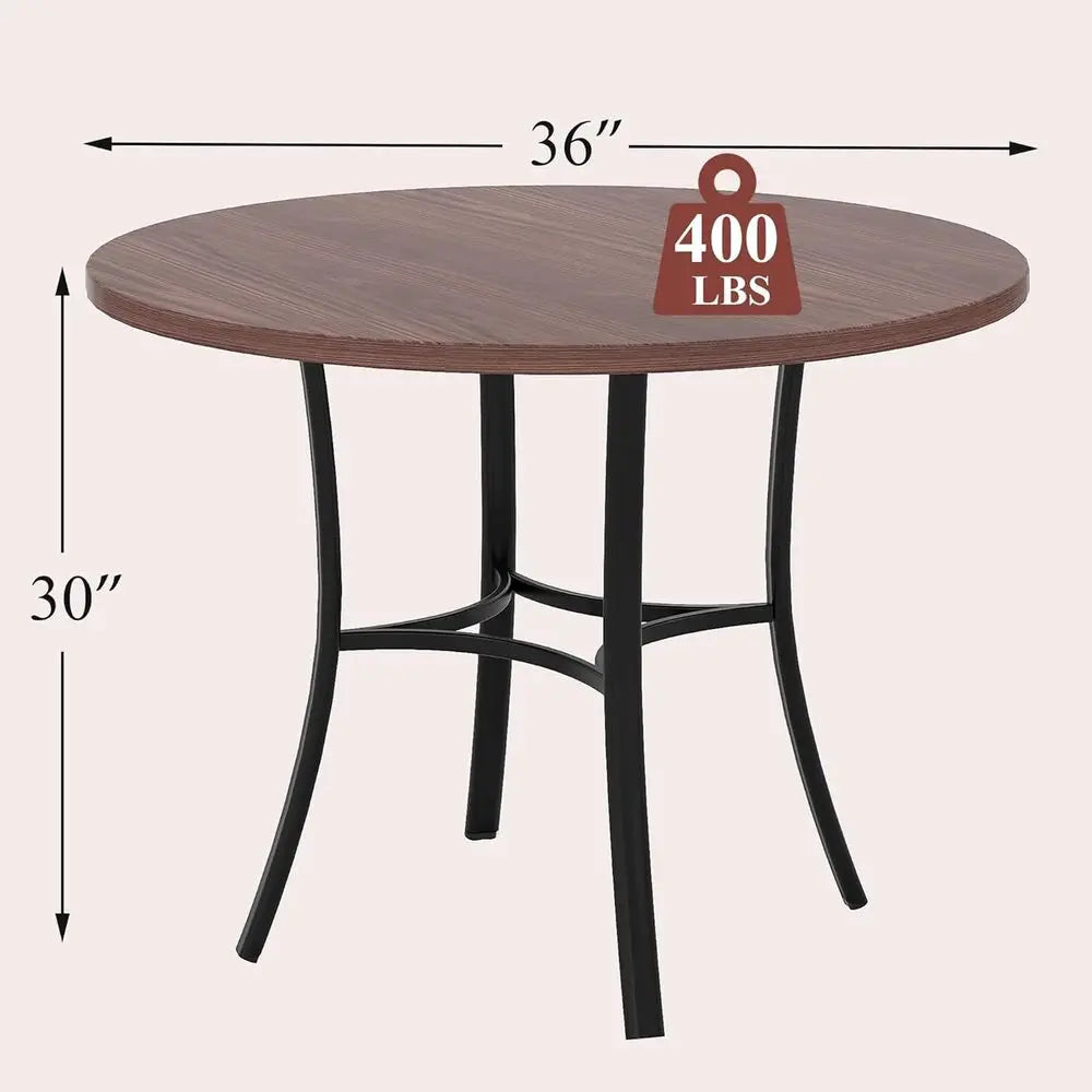 42-inch Wooden Grain Round w/Metal Legs