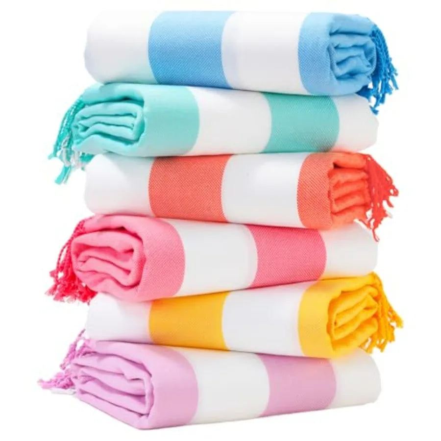 6 Oversized Stripe Turkish Beach Towel 74"x38"
