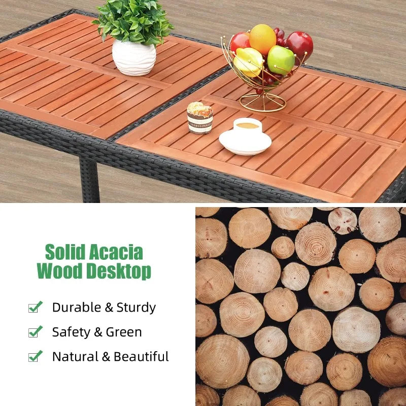 7 Piece Patio Set Acacia Wood Table