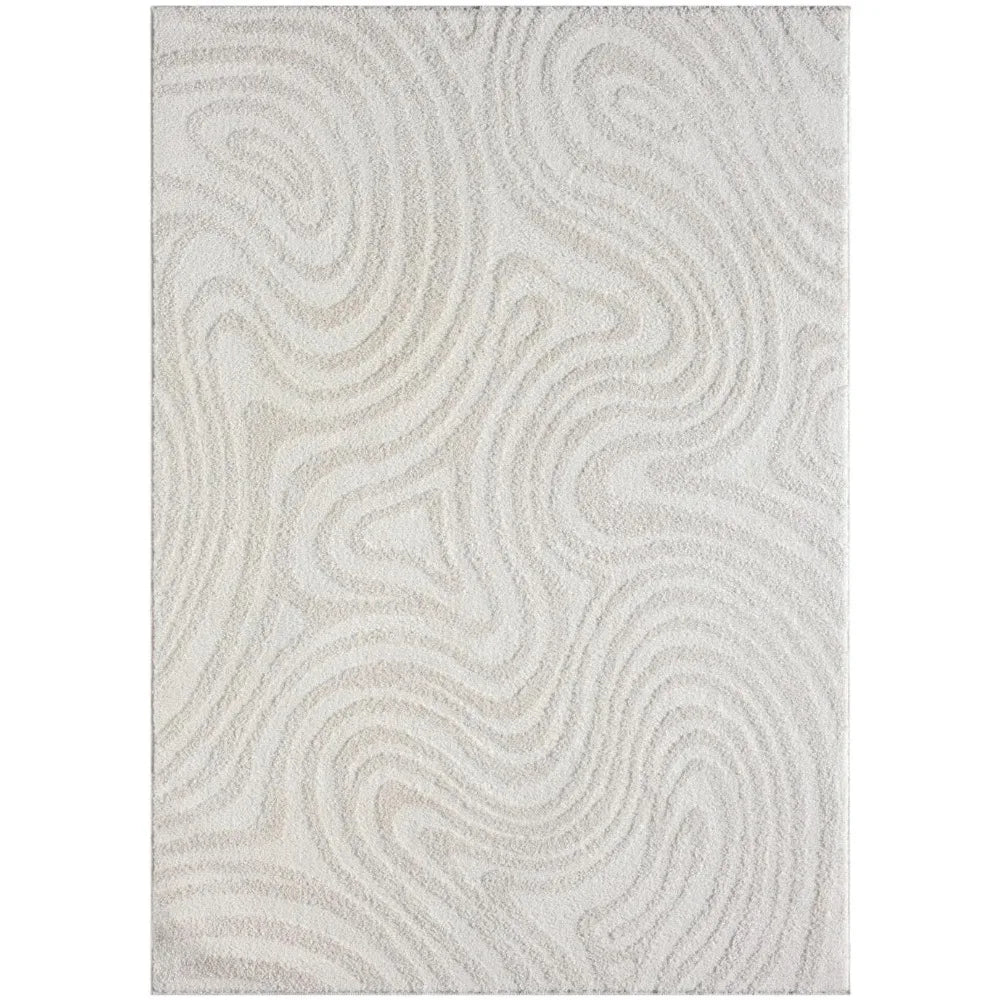 5x7 Cream Geometric Swirl