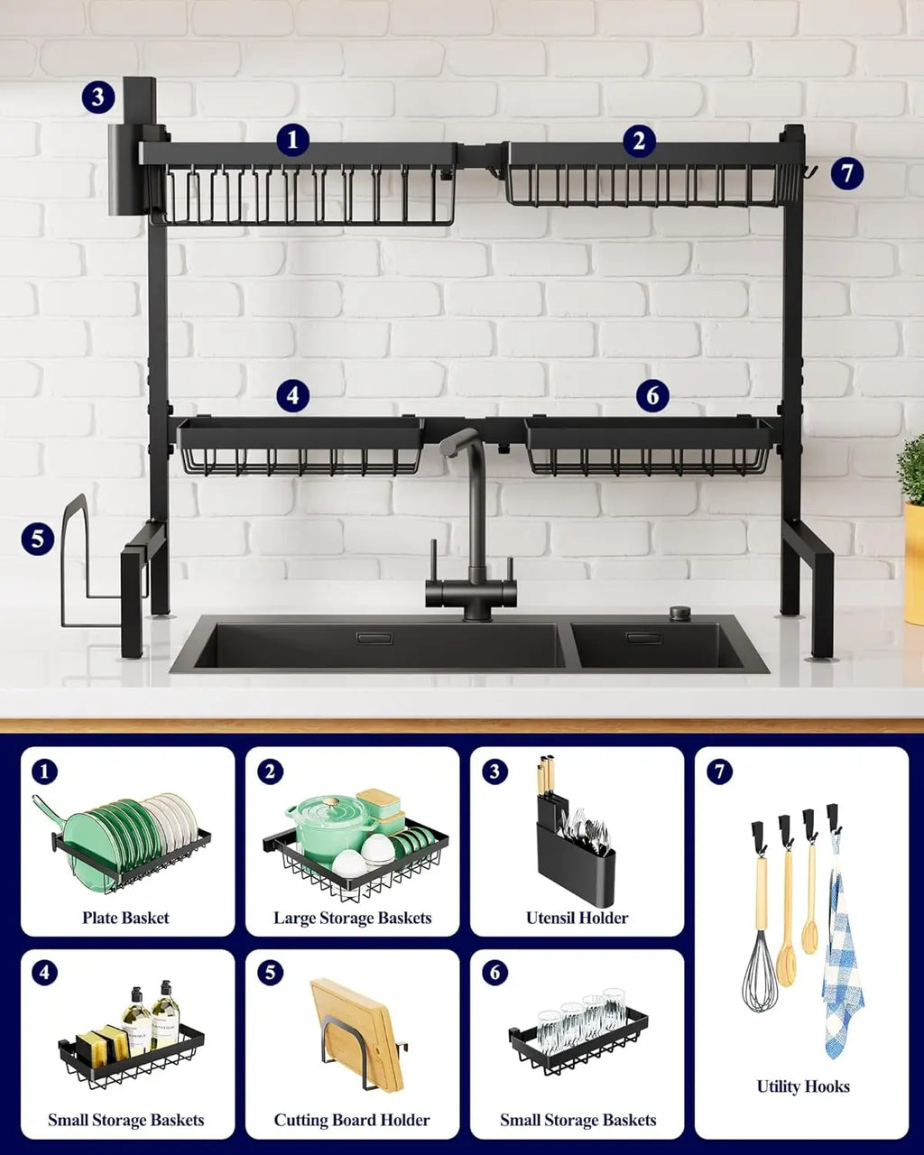 Adjustable Over-The-Sink Dish Rack