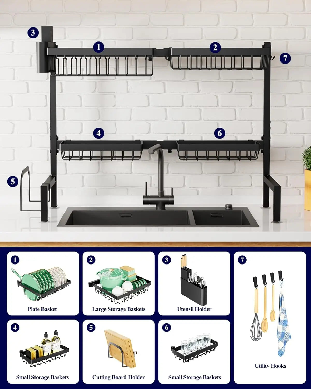 Adjustable Over-The-Sink Dish Rack