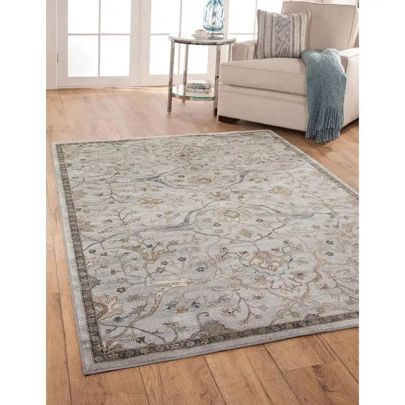 5'x7'6" Elegant Saffron Beige/Blue/Brown