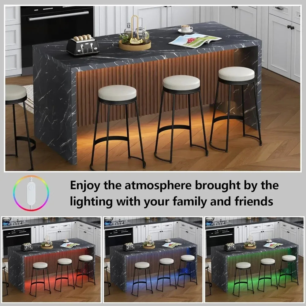 71" Large Faux Marble Island w/Led Light