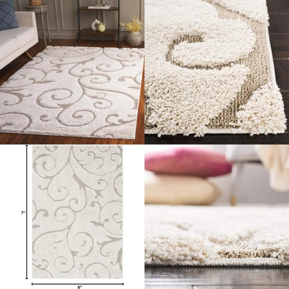 5'3x7'6 Cream/Beige Scroll