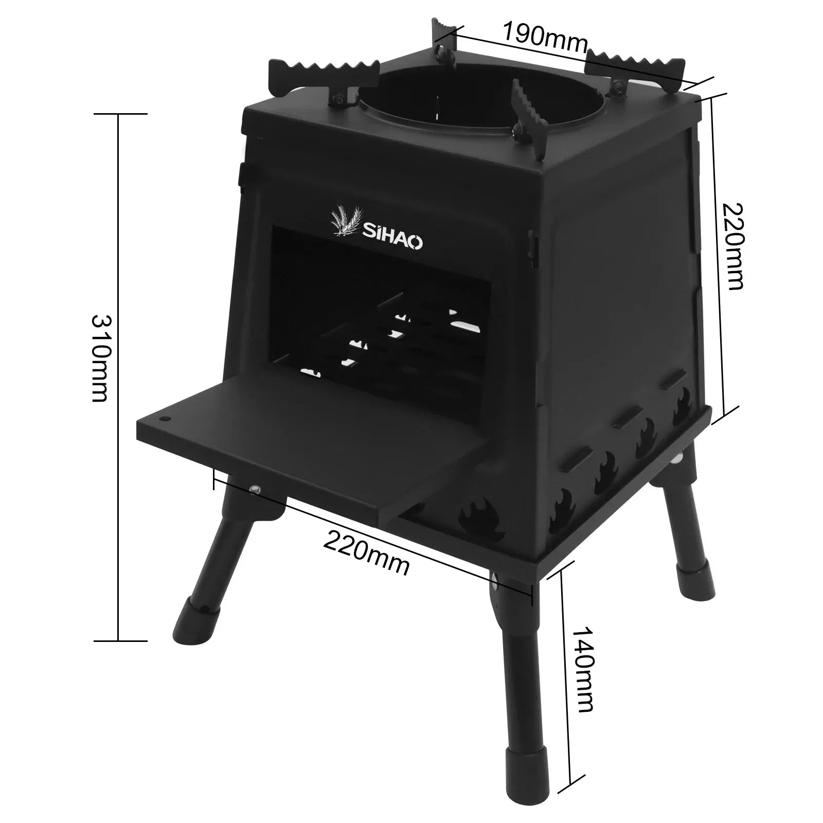 Wood Stove 220/300mm Carbon Steel Camping Stove