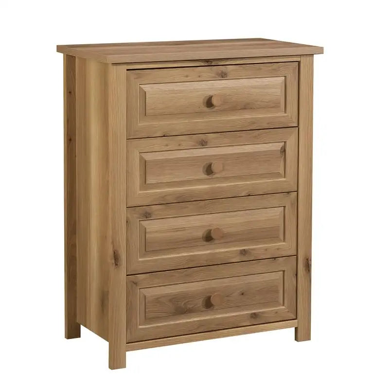 4-Drawer White Oak Finish Storage Chest