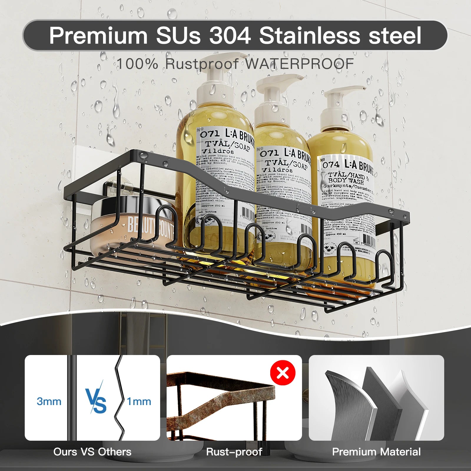 6pcs Stainless Steel Bathroom/Kitchen Shelves