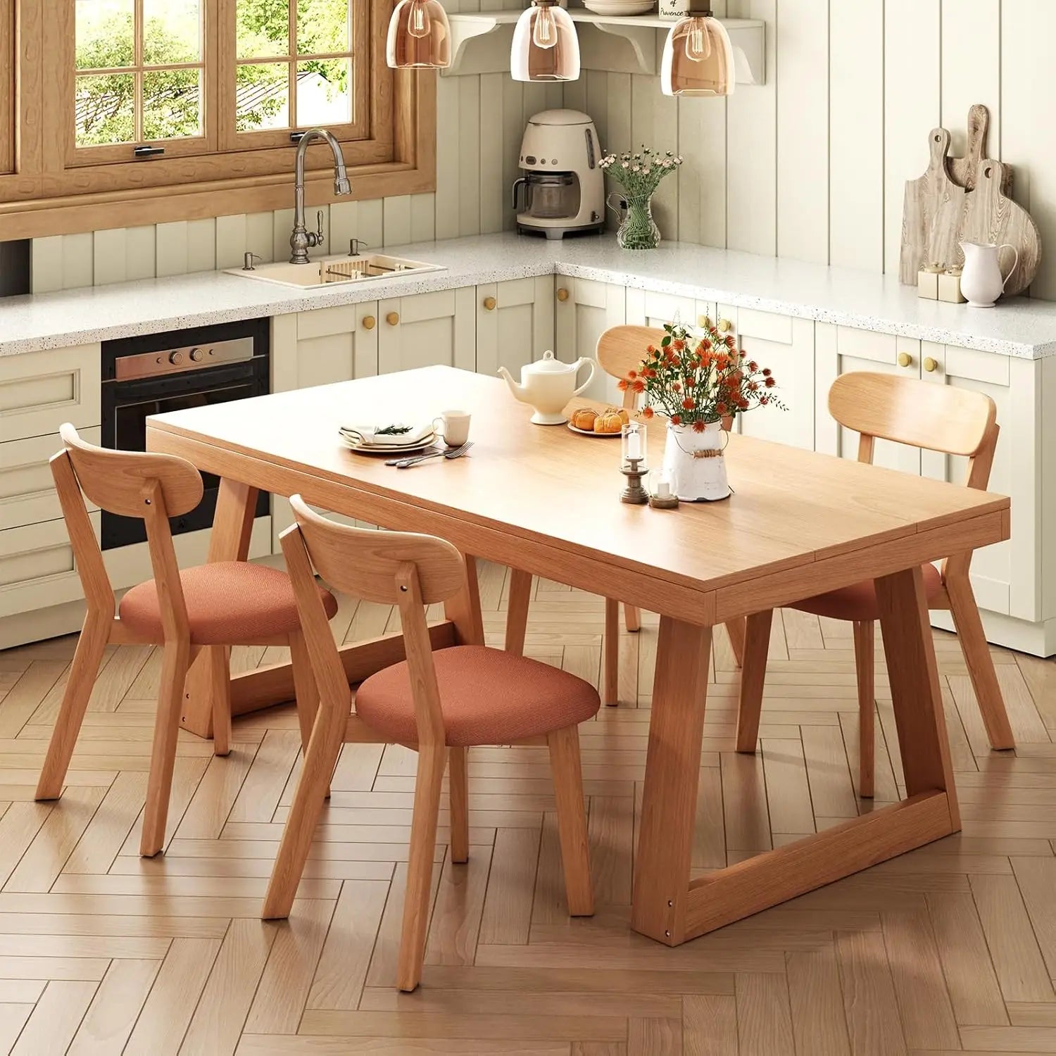 4 MiCM Oak Upholstered Leather Scandinavian