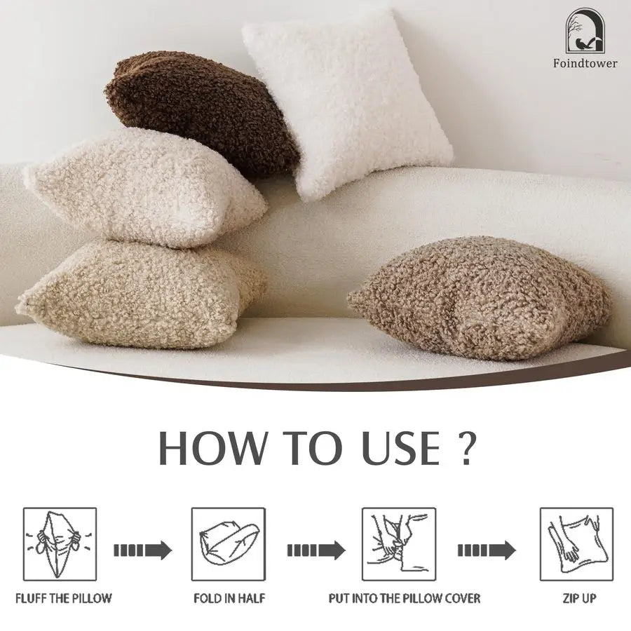 2 Faux Fur Pillow Cover