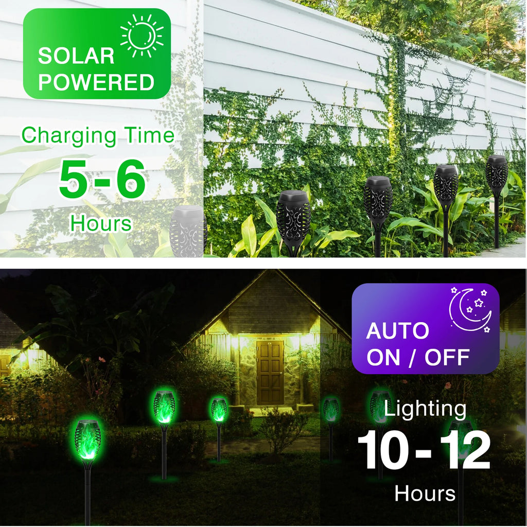 4/6/8/12 Solar Flame LED Torch Light