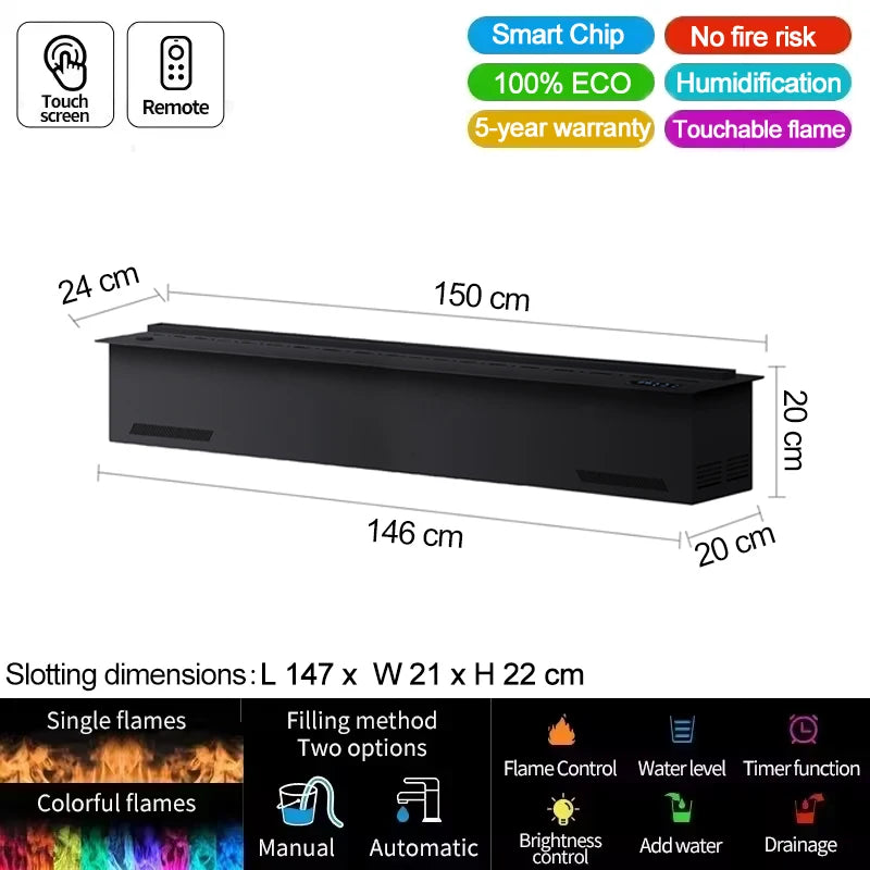 water vapor fireplace, 3D flame effect