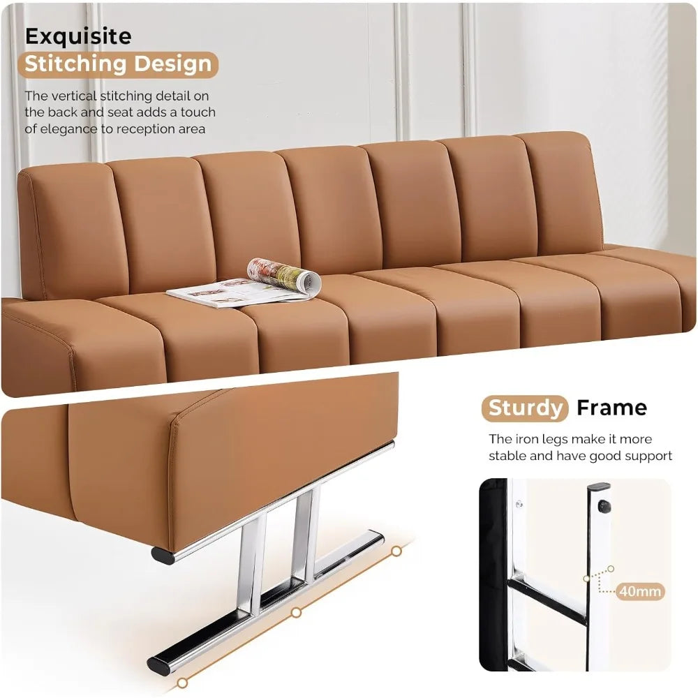 59" Faux Leather Lobby Office Sofa