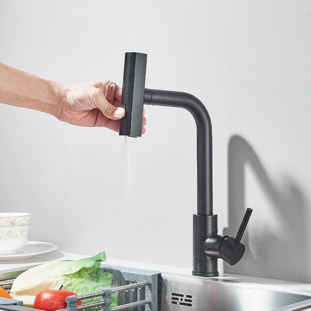 Black Pull Out Rotation Waterfall Sprayer