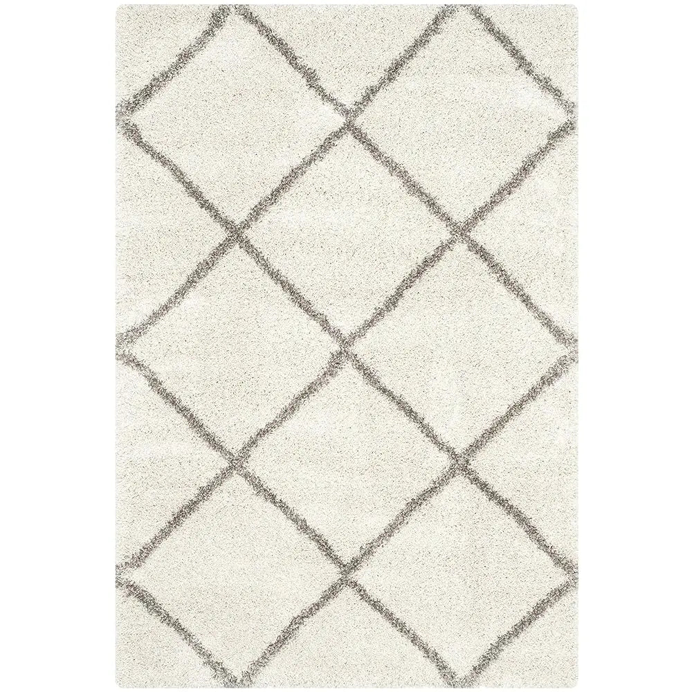 5x7 Shag Ivory/Grey Diamond Trellis