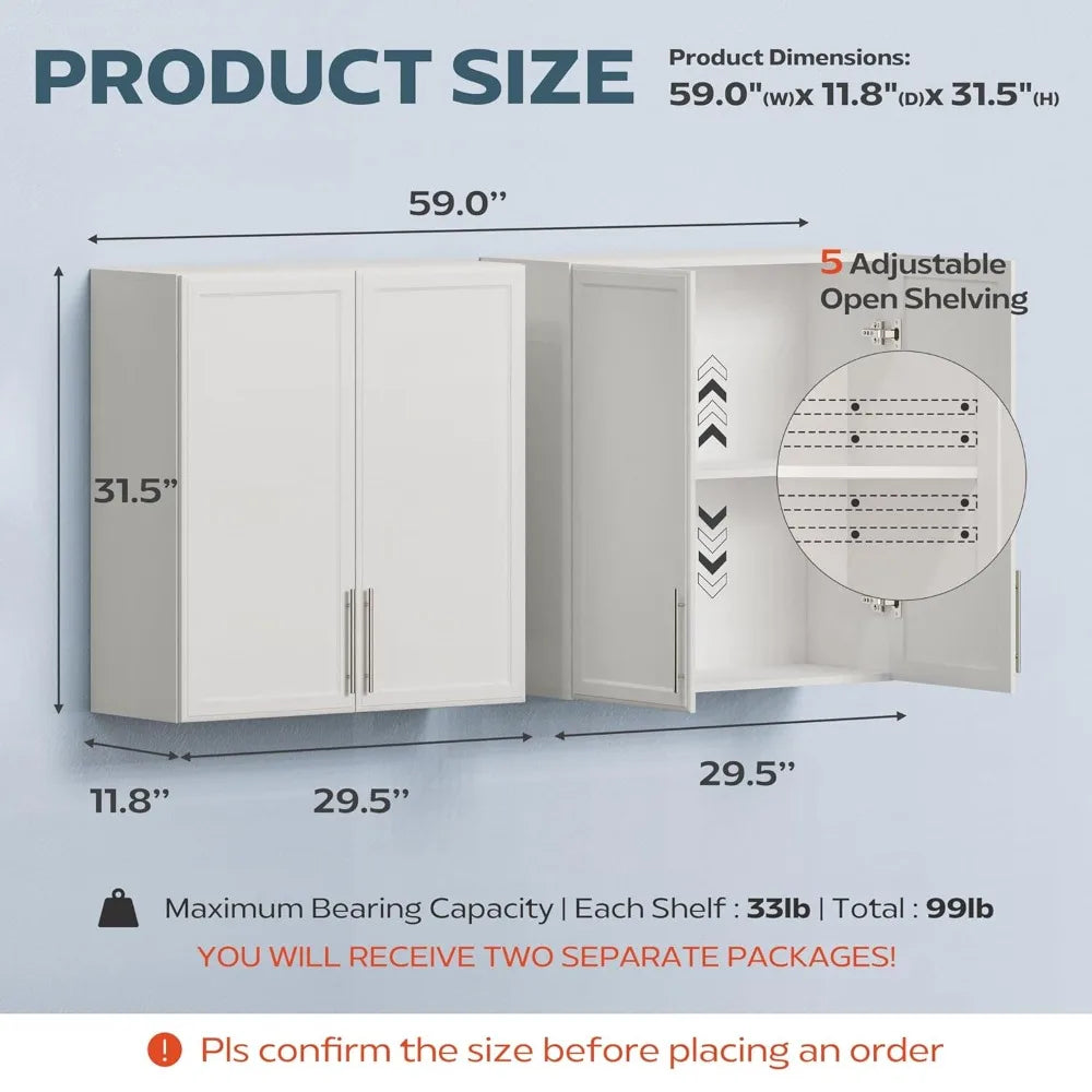 Large Wall Cabinet W/Shelf & Two Doors