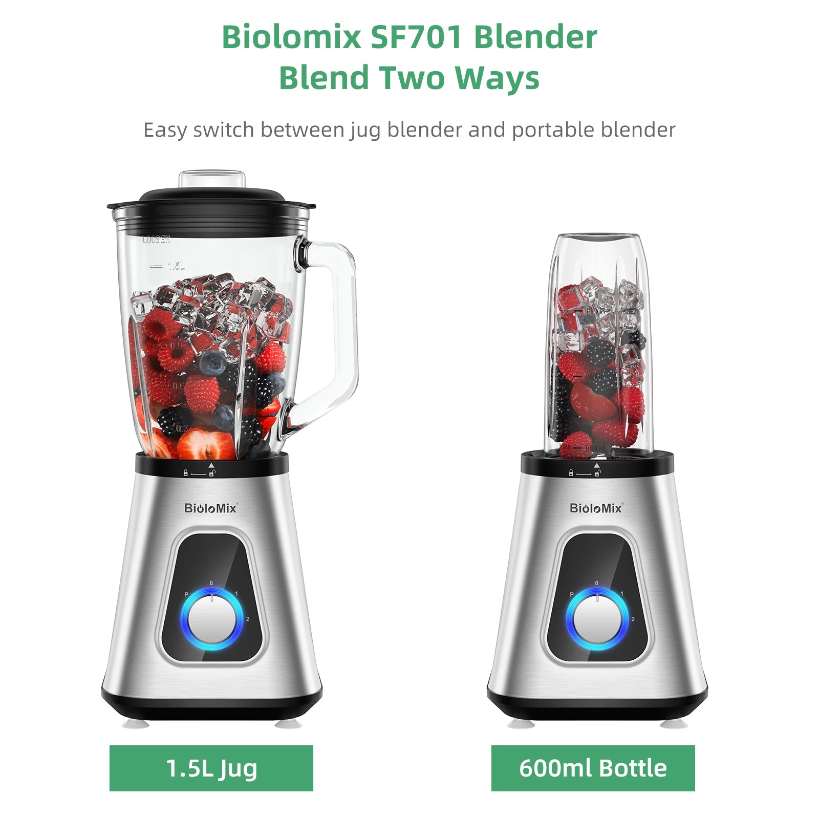 1300W Smoothie Blender with 1.5L Glass Jar