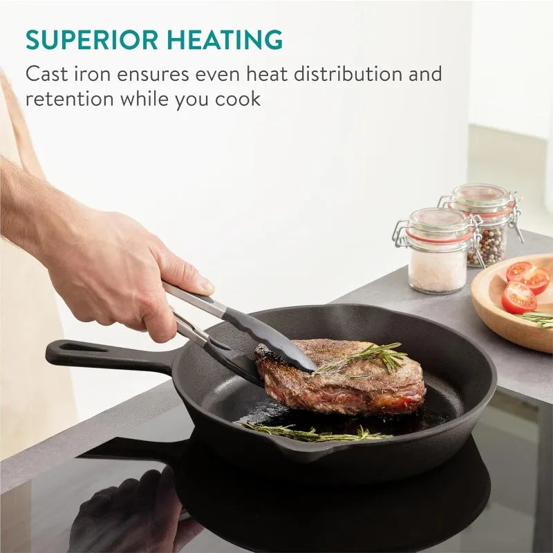 3pcs Cast Iron Skillet Set 5.9/7.8/9.8in Heavy Duty
