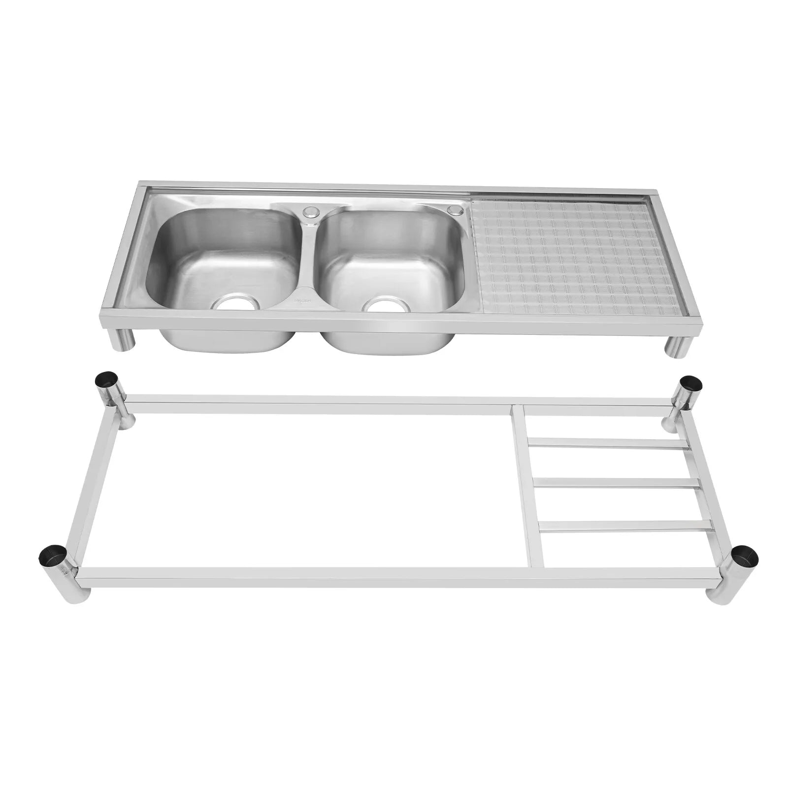 Stainless Free Standing Commercial Double Bowl