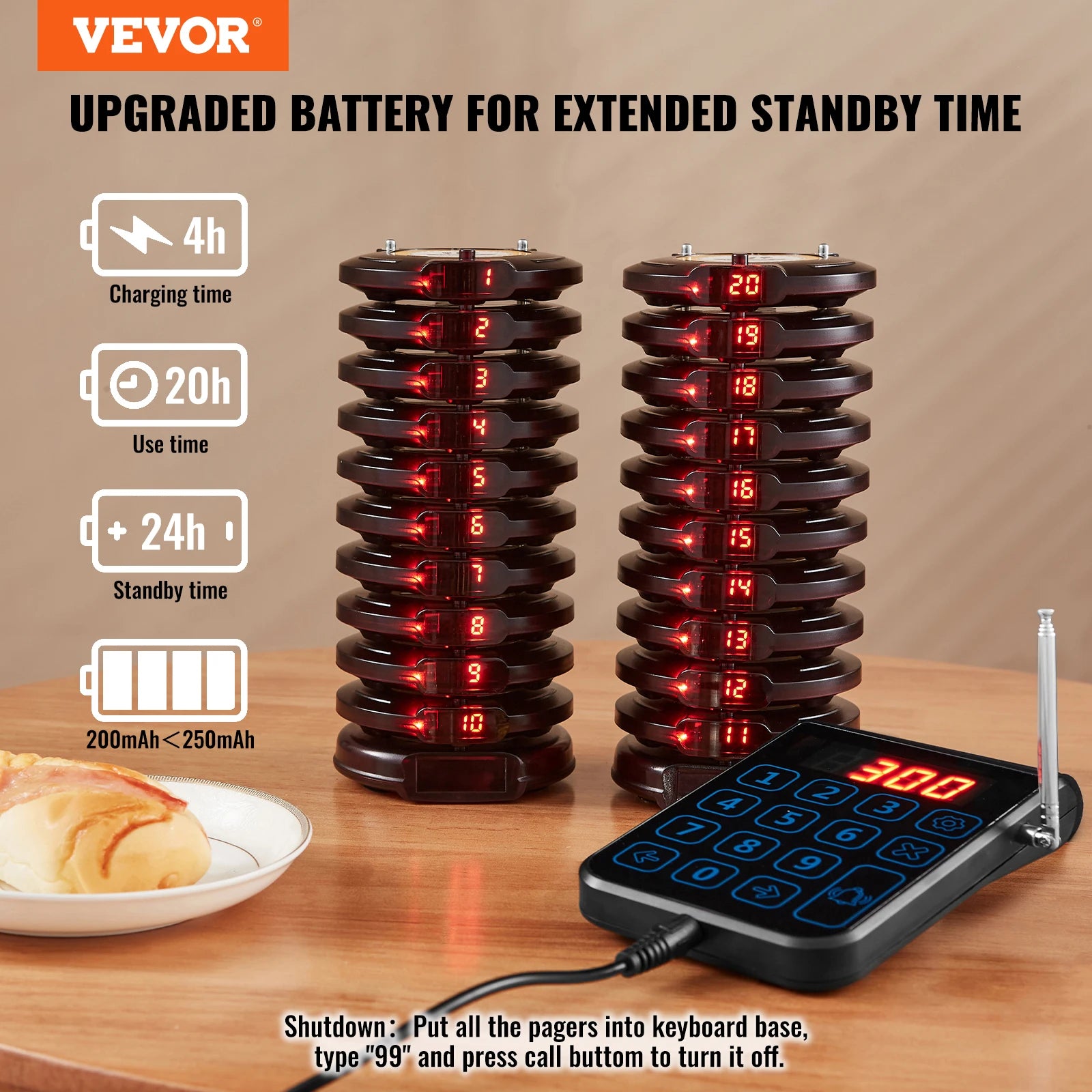 Restaurant Pager System Wireless Long Range