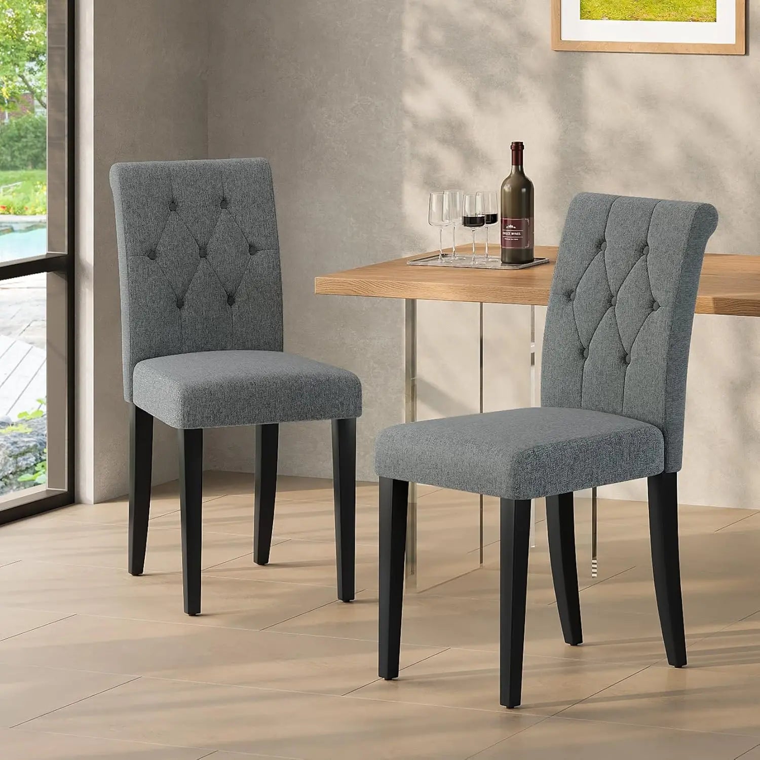 4 Upholstered Button Tufted Parsons