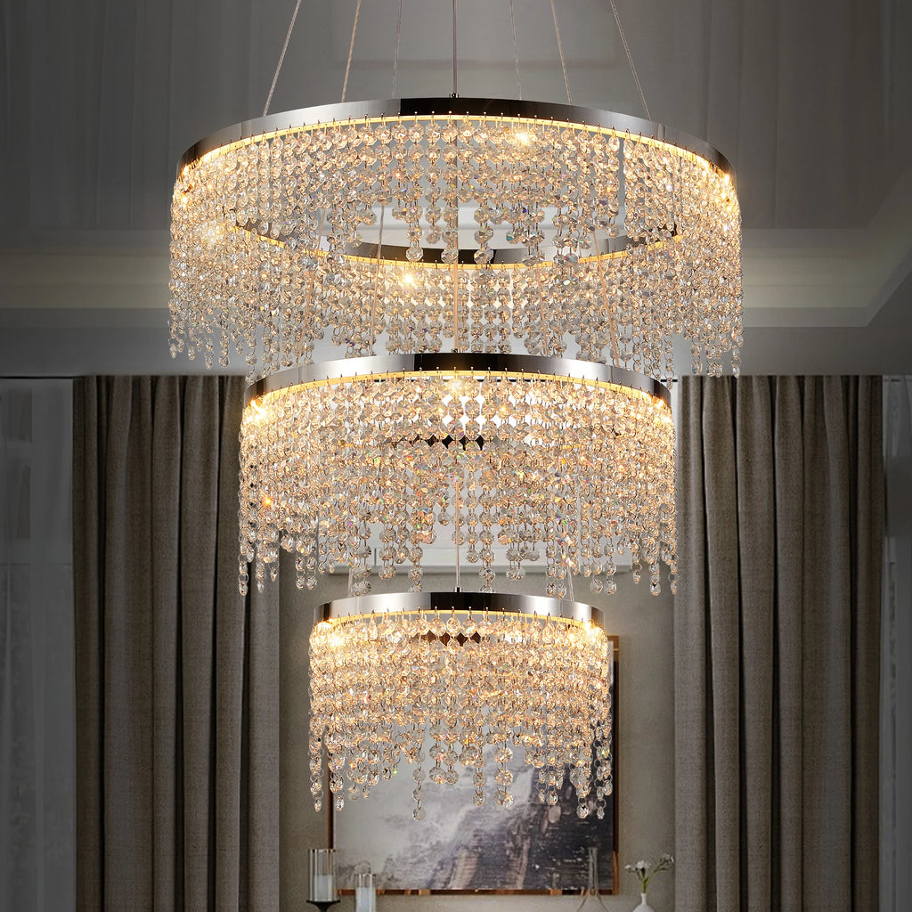 Luxury Round 23.6" Crystal Chandelier