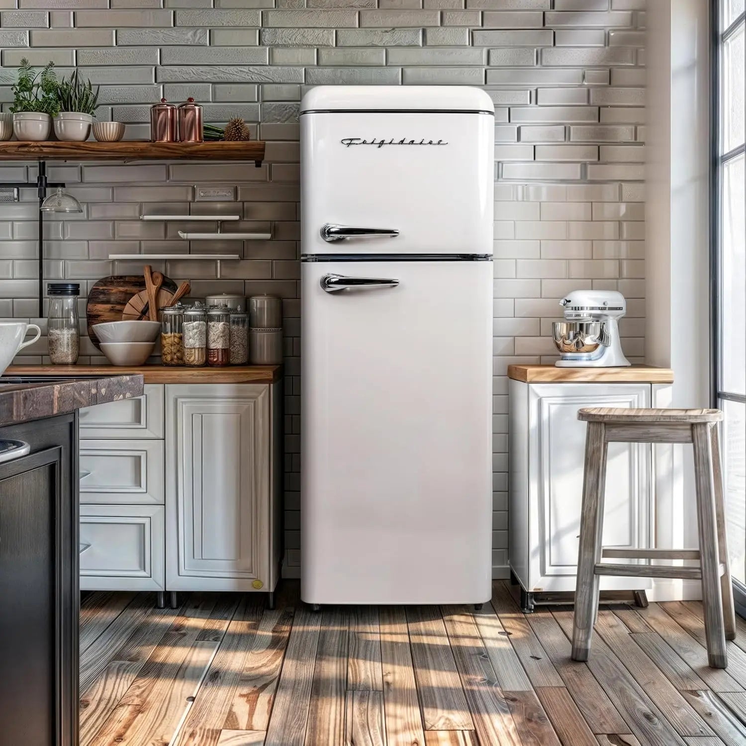 7.5 CF 2 Door Apartment Size RETRO Refrigerator/Freezer