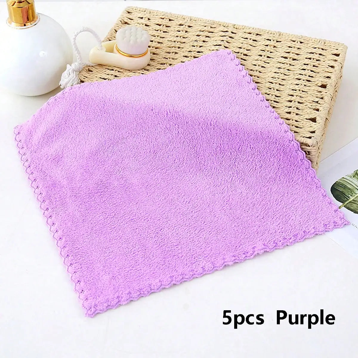 5pcs Fleece Washcloths Set, Soft & Absorbent