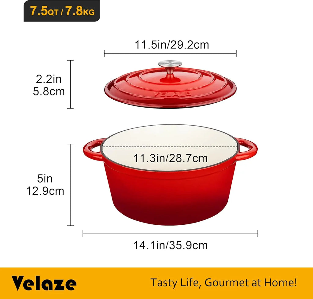 7.5 QT Enameled Cast Iron Dutch Oven Lid