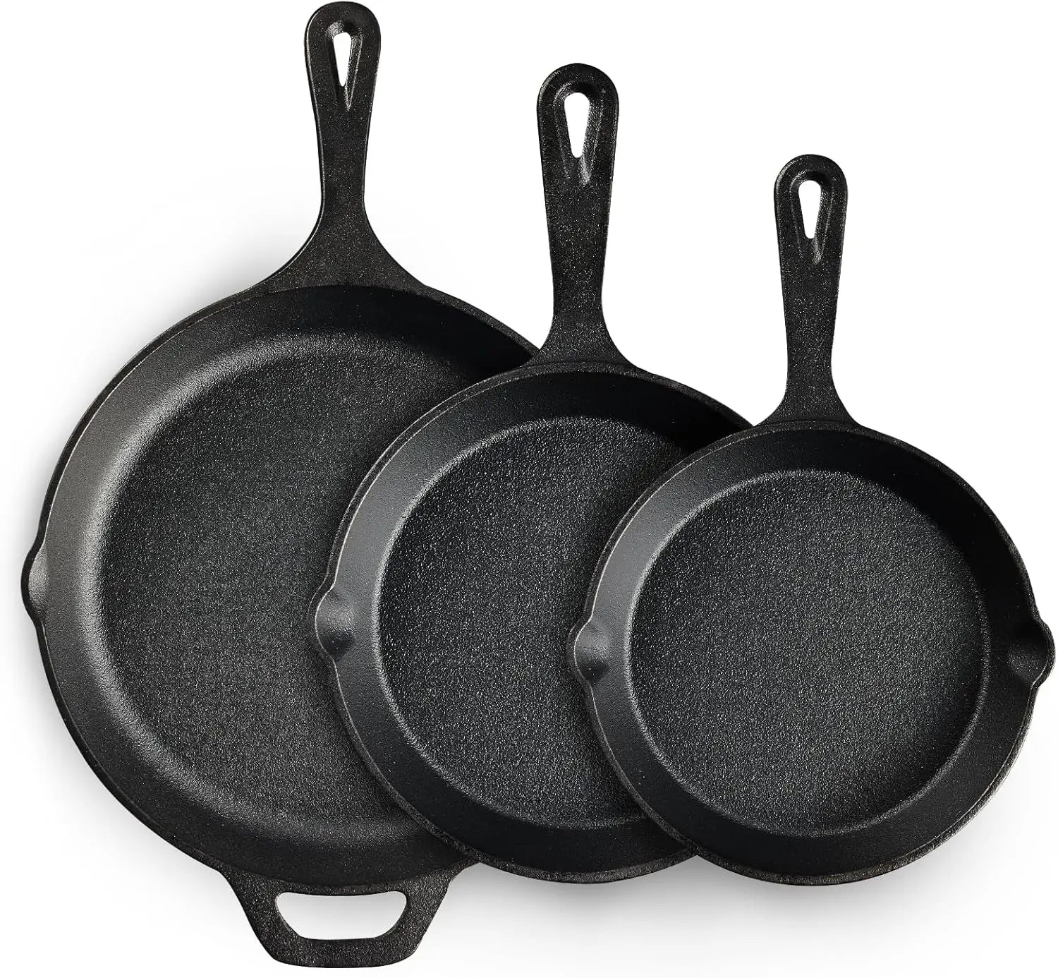 3-Piece Cast Iron Skillet Set, Pre-Seasoned Professional